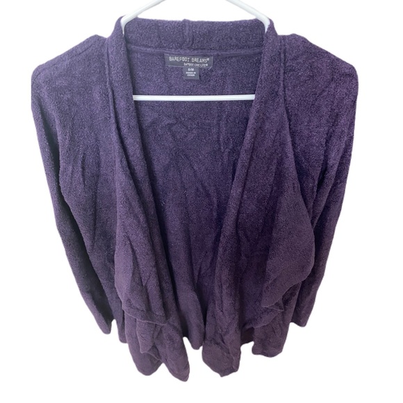 Barefoot dreams purple long line open drape cardigan size S/M blogger favorite - Picture 2 of 5
